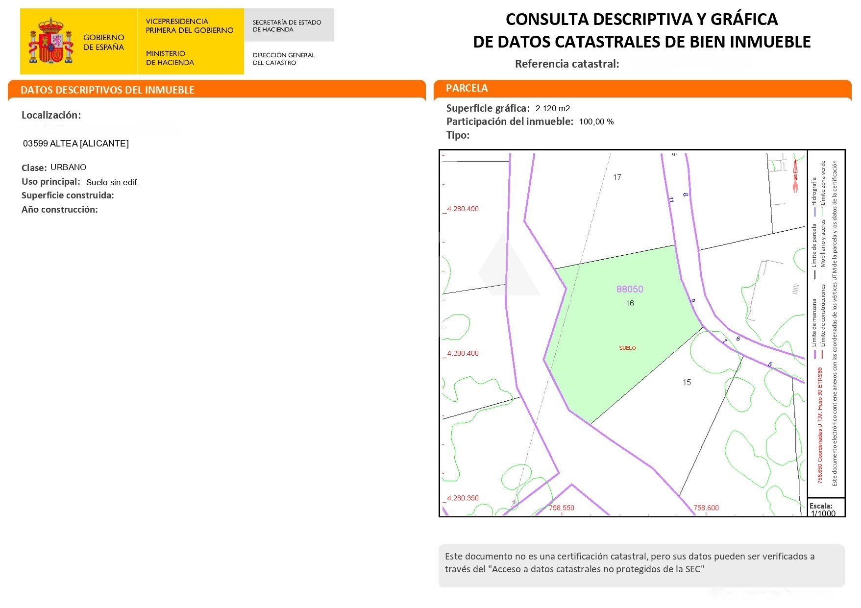 Parcela en venta en Altea, Costa Blanca.