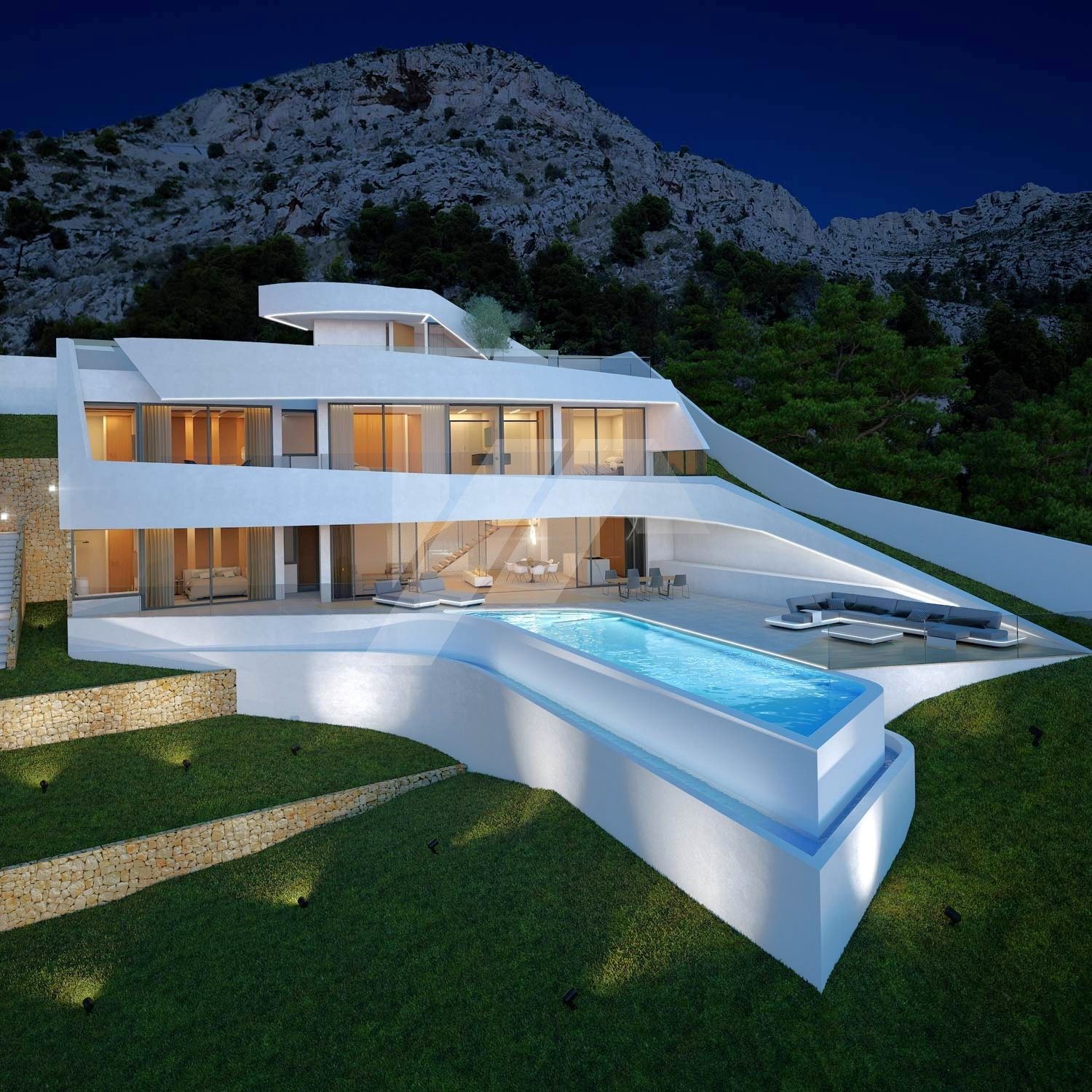 Villa-Chalet moderno en venta en Altea Hills con 4 dormitorios y piscina infinity.