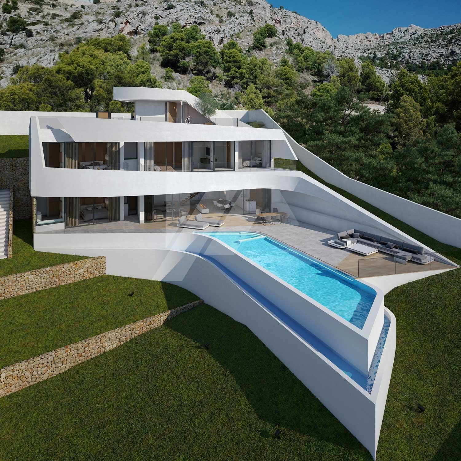 Villa-Chalet moderno en venta en Altea Hills con 4 dormitorios y piscina infinity.